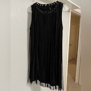 TCEC Medium Black Fringe Mini Dress